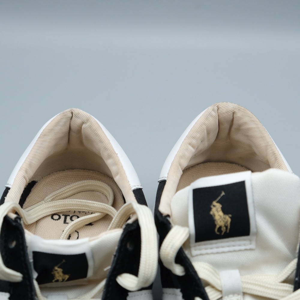Polo Ralph Lauren Train 89 Mens Black White Suede Retro Sneaker 9 Low Top - Picture 9 of 13